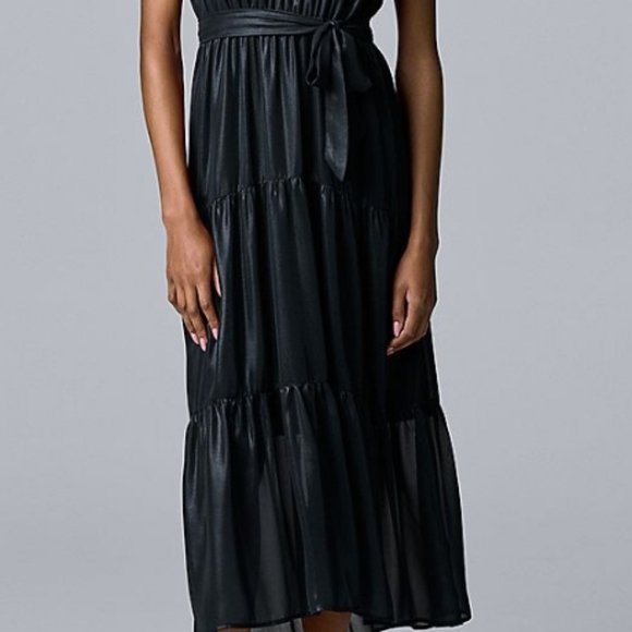 Black Halter Tiered Dress - Picture 2 of 4
